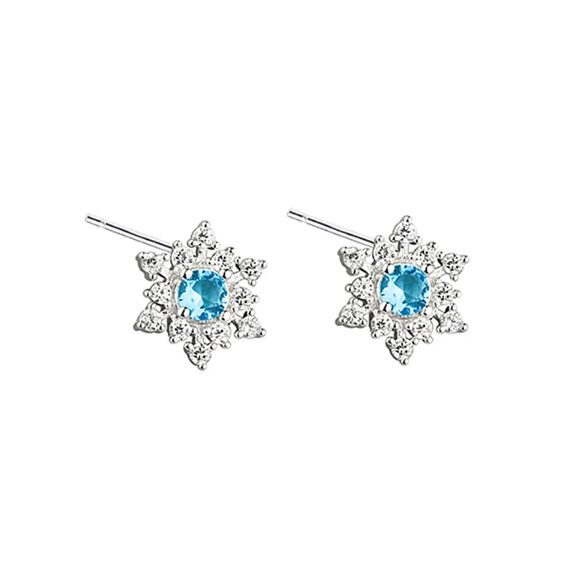 

Cute Snowflake New Zircon Female CZ Earrings High Quality Stud Earrings Wedding Jewelry Pendant Accessories Wholesale