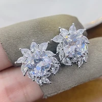 luxury brand 925 sterling silver diamond earring for women 3 carats aaa topaz stud earring jewelry orecchini aros mujer oreja