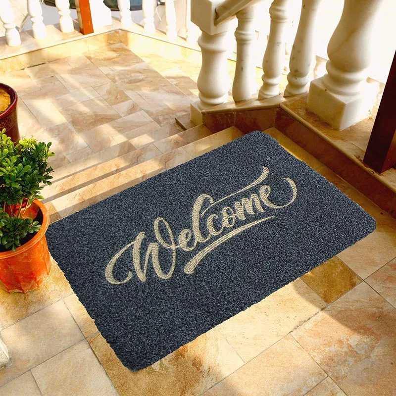 

TPR Rubber Entrance Welcome Doormat Kitchen Non-Slip Mat Mud-removing Sand-stripping Floor Carpet