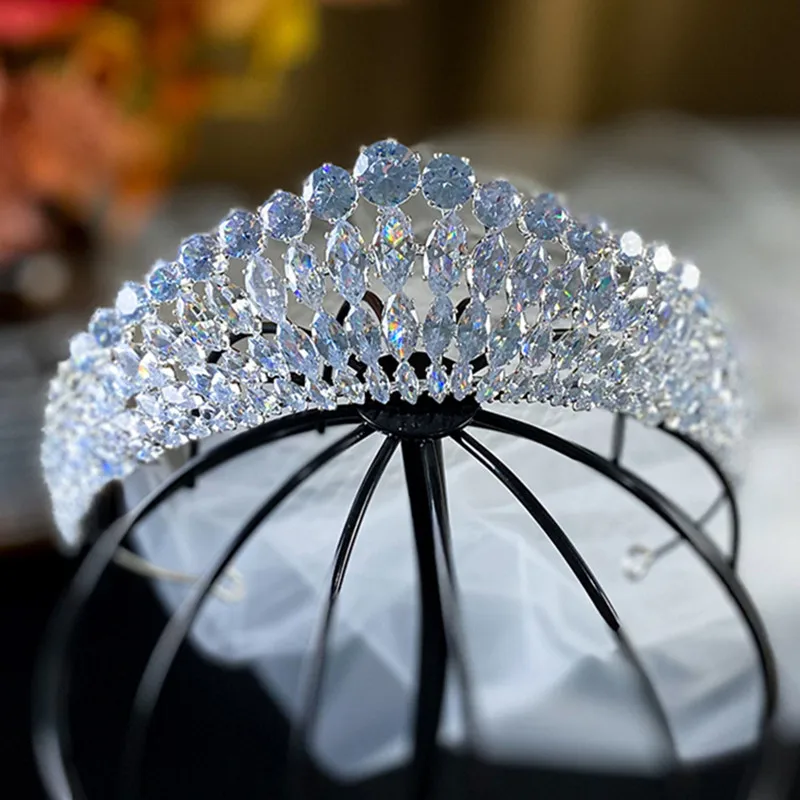 

MYFEIVO Shiny Zircon Bride Tiaras Elegant Wedding Bridal Crown Party Women Hair Jewelry Accessories HQ0938