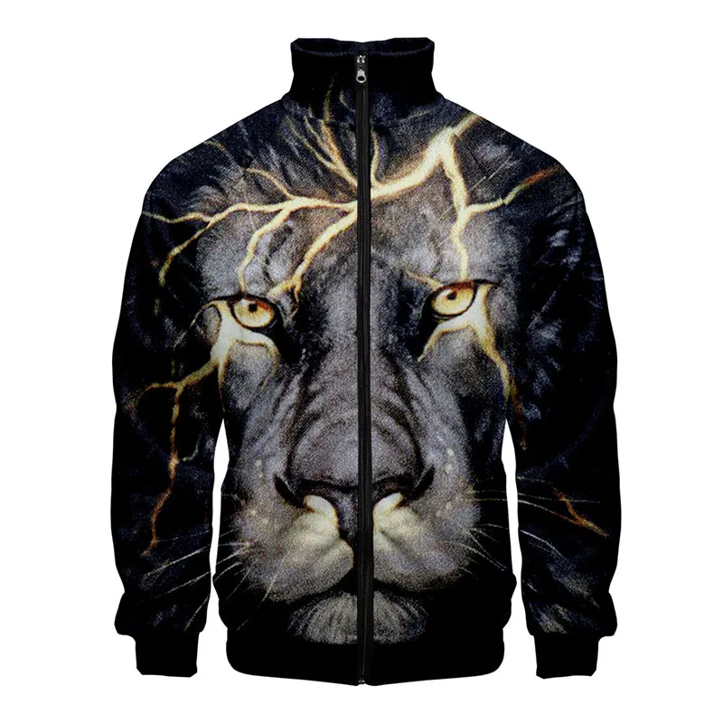 

Lion Animal Gradient Print 3d Stand Collar Hoodie Fashion Sport Men Women Zipper Hoodies Jackets Long Sleeve 3D Sweatshirts Tops