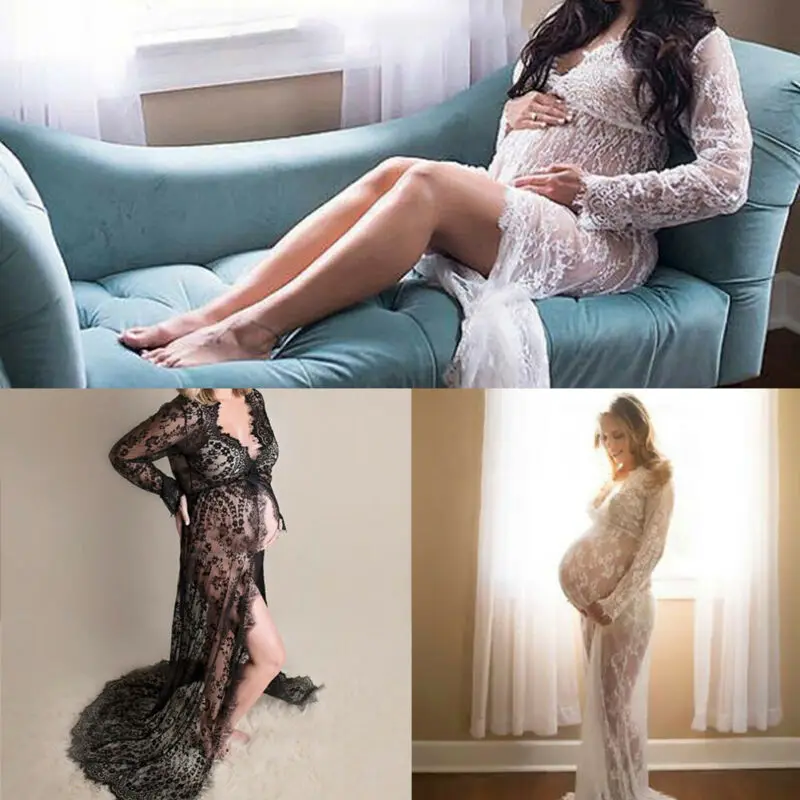 Новинка 2019 кружевное платье с V-образным вырезом в стиле бохо для беременных