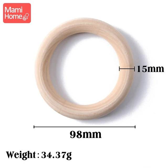 98mm Mamihome, 50 шт., кленовое дерево, кольцо, гладкая поверхность, натуральное дерево, Прорезывание Зубов, для детей, сделай сам, деревянное ожерелье, аксессуары для рукоделия - Цвет: 98mm