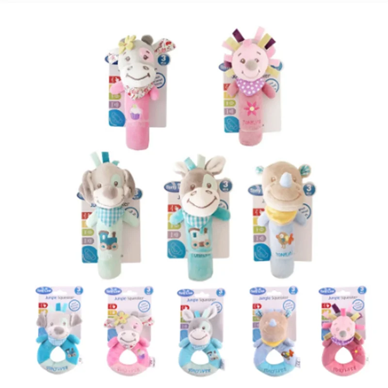 

1PC 0-12 Months Baby Animal Hand Bell Rattle Soft Rattle Toy Newborn Rattle Mobiles Baby Toys Cute Plush Toddler Sensory Toys