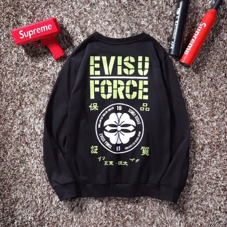 Evisu осенне-зимний мужской свитер с круглым вырезом, теплый дышащий Модный хлопковый свитер с принтом и длинными рукавами для мужчин и женщин, одежда для влюбленных - Цвет: 5012