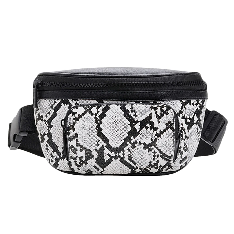 Змеиная модная женская поясная сумка короткая нагрудная на молнии для женщин