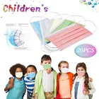 Одноразовые разноцветные маски для мальчиков и девочек, 3-слойная маска, 203050 шт., дышащая маска с фильтром для лица, Детские маски