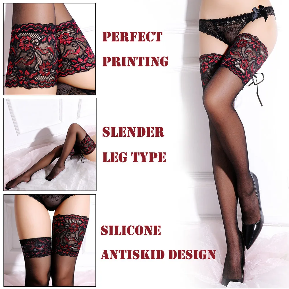 

Sexy Fishnet Stocking Embroidery Pantyhose Elastic Stockings For Women Lace Top High Thigh Tights Pantyhose Transparent FT