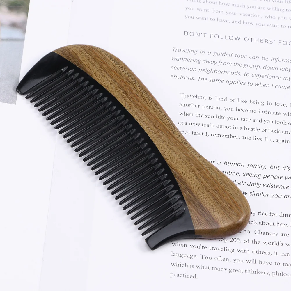 

Green Sandalwood Comb Natural Texture Anti-static Hair Care Head Comb Thick Handle Wooden Hair Comb (Green Sanda