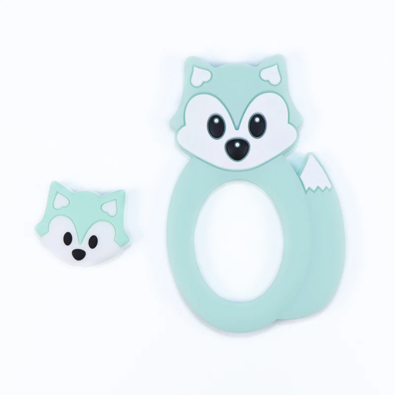 0638 Mint FOX BOBO. BOX, 1 шт., силиконовый Прорезыватель для зубов в виде животных, силиконовая игрушка для прорезывания зубов, кулон, рождественские подарки для кормящих, силиконовые бусины, грызуны, детский Прорезыватель - Цвет: 0638 Mint FOX