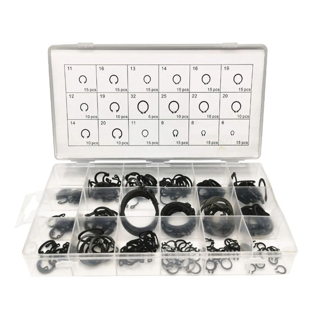 

225 PCS E-Type Circlip External/Internal Retaining Assortment Set Holes Shaft Collar Washer 100% Brand New And High Quality