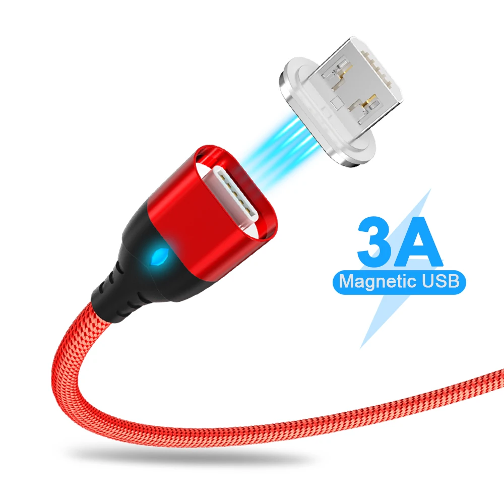 1 м 2 Магнитный Micro USB кабель 3 в провод для быстрой зарядки Xiaomi 3A Type C Huawei P30 P20 Pro P9