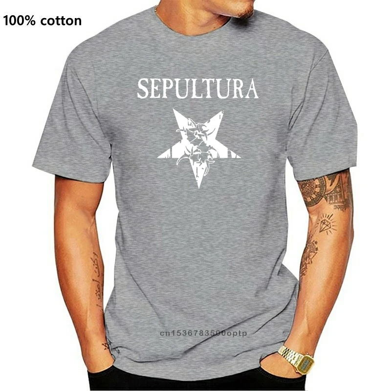 Sepultura логотип черный моделирование 1 футболка BAND Одежда для мальчиков девочек
