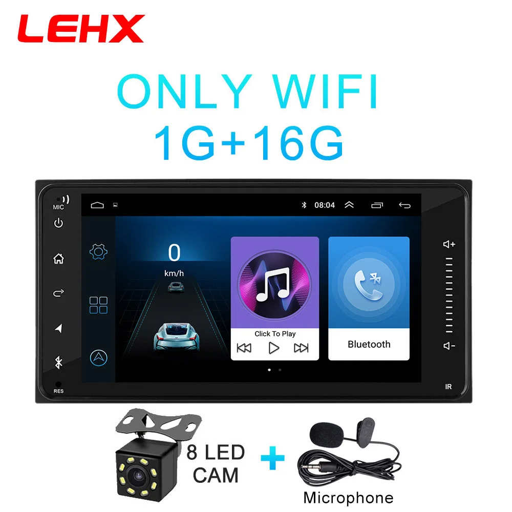 LECO901-CAM-MIC Автомобильный Android 8,1 мультимедиа для toyota corolla 2 Din универсальный автомобильный Радио с навигацией Bluetooth Wifi автомобильный стерео gps плеер - Цвет: LECO901-CAM-MIC