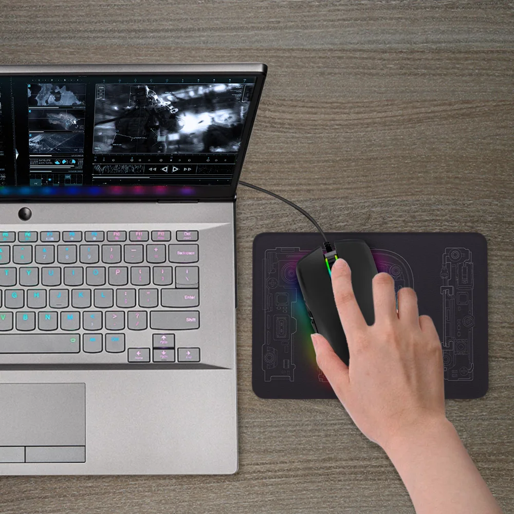 

USB C Mouse Ergonomic Mouse with 4 Backlight Modes up to 3200 DPI RGB Wired Gaming Mouse with Type-C for Apple MacBook Pro 2017