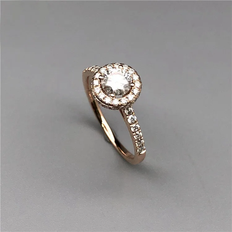 Кольцо из 10K розового золота с круглым моиссанитом 1, 2, 3, 4 или 5 карат для женской свадьбы, юбилея, помолвки - элегантное и модное.