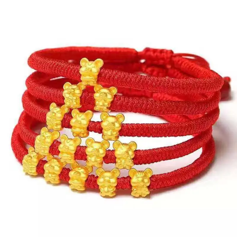 

2020 New Year Mascot Golden Mouse Charm Five Fortunes Bracelets Attract Wealth Lucky Kabbalah Red String Bracelet Unisex