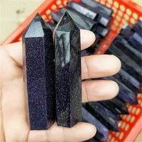 1pc natural crystal blue sandstone hexagonal column crystal point mineral ornament healing wand home decor diy gift decoration