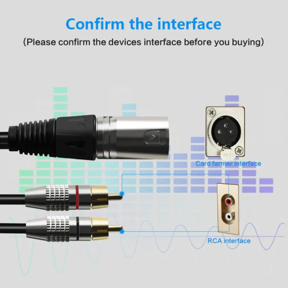 Супер длинный RCA штекер к 2 XLR 3 Pin гнездо Canon усилитель аудиокабеля стандартный AV