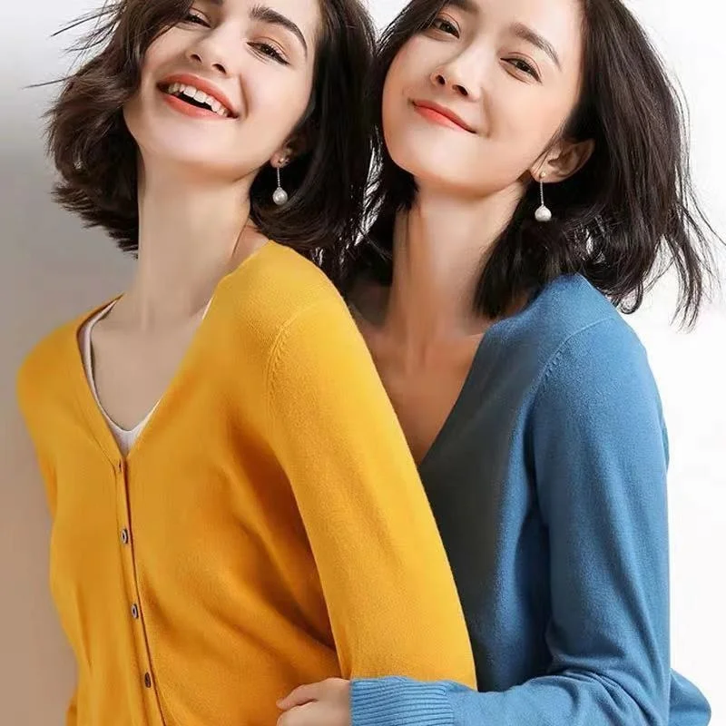 

Women's V-neck cardigan, loose single breasted jacket, sexy top, fashion jacket, 2020