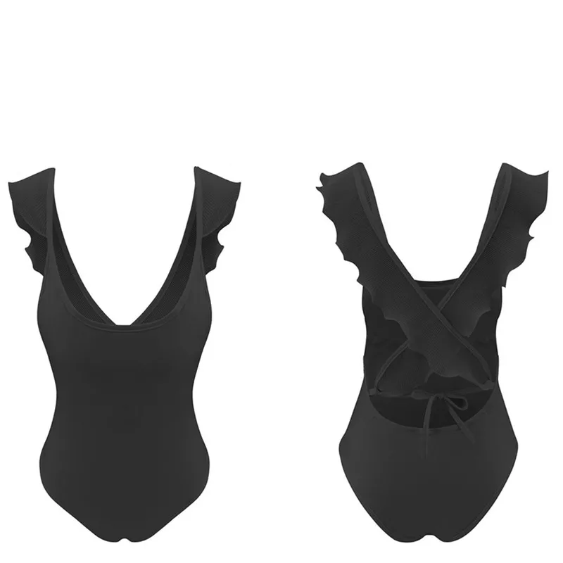 2020 слитные купальники для женщин с рюшами без рукавов пуш ап купальник бантом