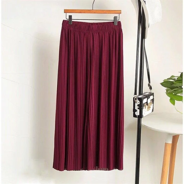 

2020 Summer Spring New Fashion Tide Black Casual Loose Elastic Waist High Pleated Wide Leg Women Chiffon Loose Pants NS4563