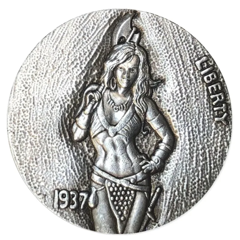 

1937 Axe Woman AB Souvenir Coins Collectibles 3D Antique Metal Commemorative Morgan Hobo Coin Copy Home Decor New Year Gifts