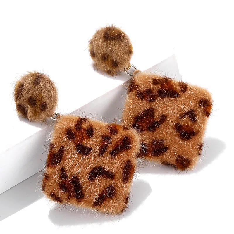 2019 корейские коричневые леопардовые Винтажные серьги Плюшевые Милые