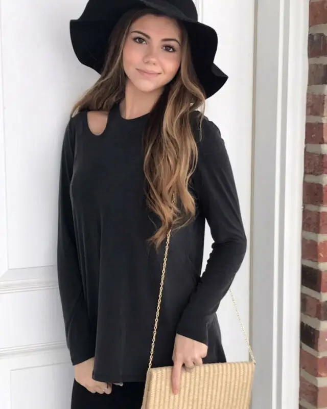 Модная стильная женская футболка с вырезами длинным рукавом топы женские