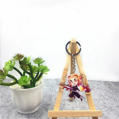 Аниме Demon Slayer Kimetsu no Yaiba брелок Kamado Tanjirou Nezuko Agatsuma Zenitsu Rengoku Kyoujurou cute fun акриловое кольцо для ключей - Цвет: 1-5