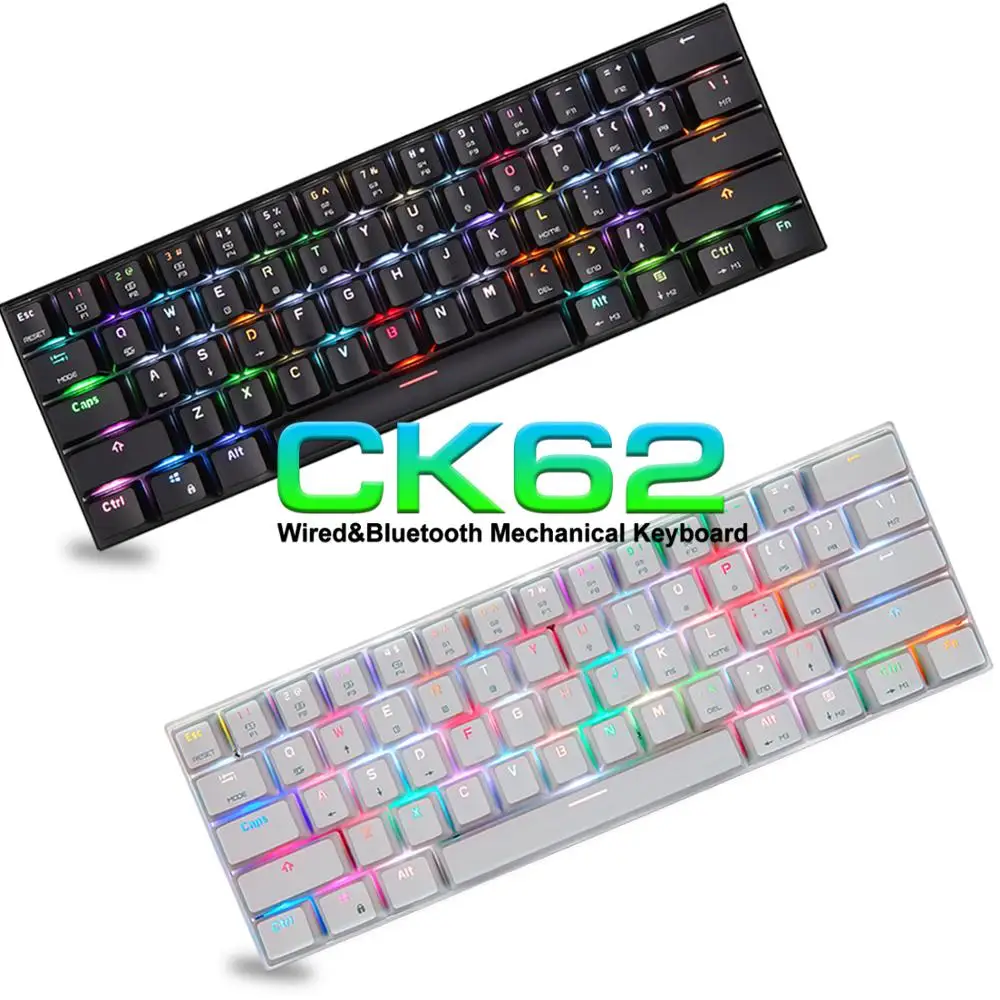 Motospeed CK62 Беспроводная Механическая Bluetooth клавиатура RGB с подсветкой красный