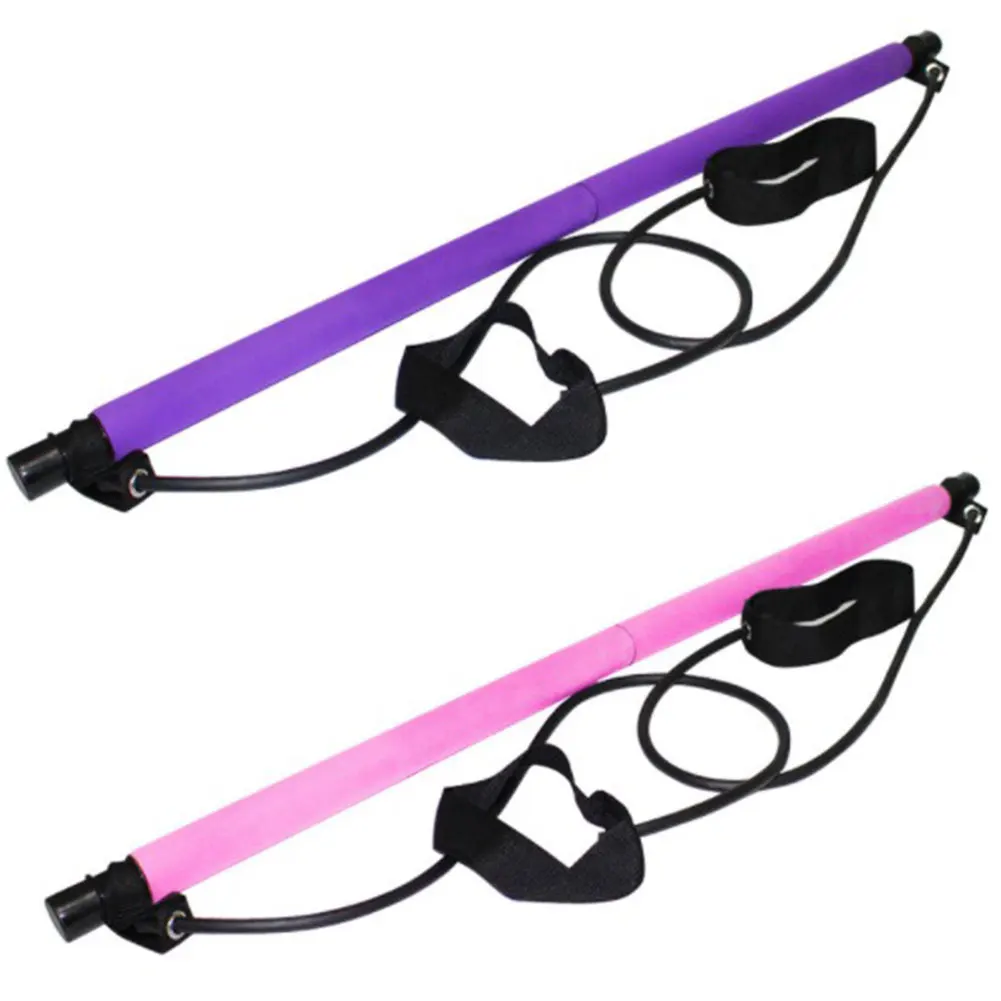 

Portable Pilates Bar Stick Pilates Rope Puller with Resistance Band for Home Fitness Gym Sports Body Workout Exercise