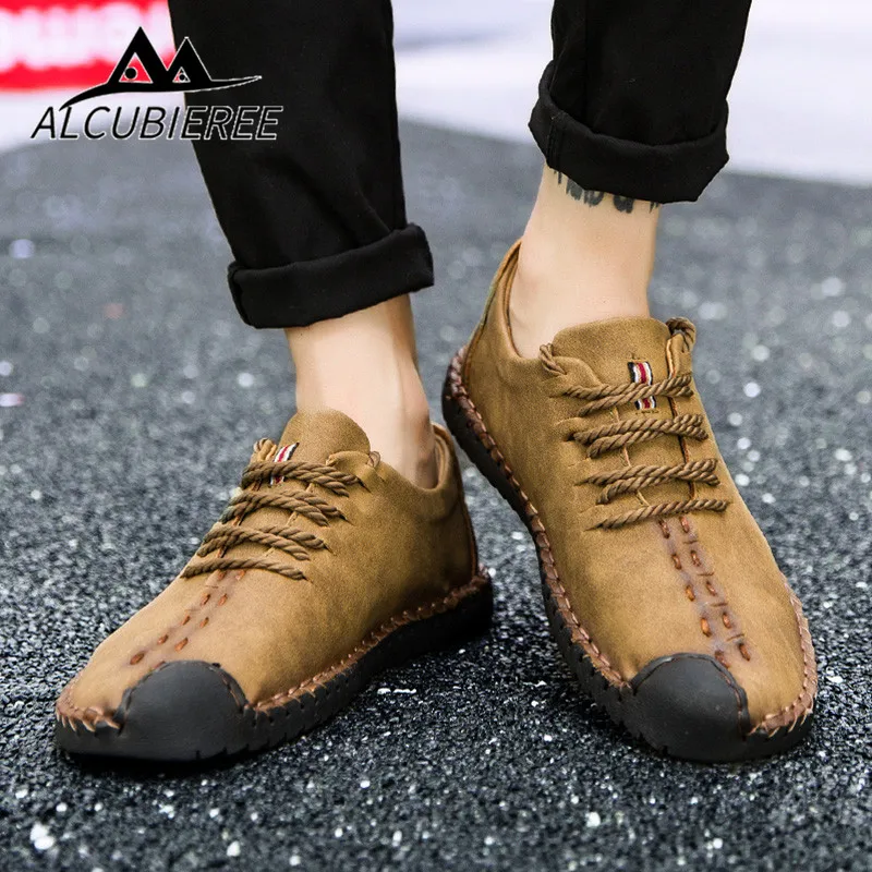 Туфли мужские кожаные ручной работы модная повседневная Уличная