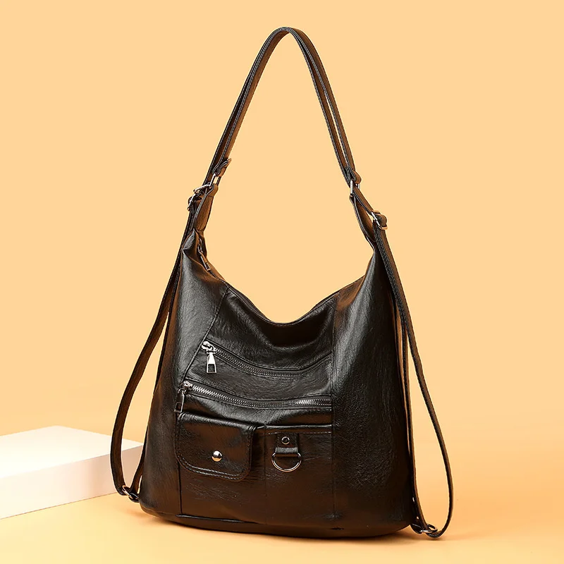 

Casual PU Leather Tote Bags for Women Large Capacity Hobo Handbags Retro Patchwork Shoulder Bag Female Crossbody Shopper Bag