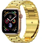 Ремешок из нержавеющей стали для Apple Watch 7 4145 мм, браслет для Apple Watch 1 2 3 4 5 6 38424044 мм, розовое золото, розовый