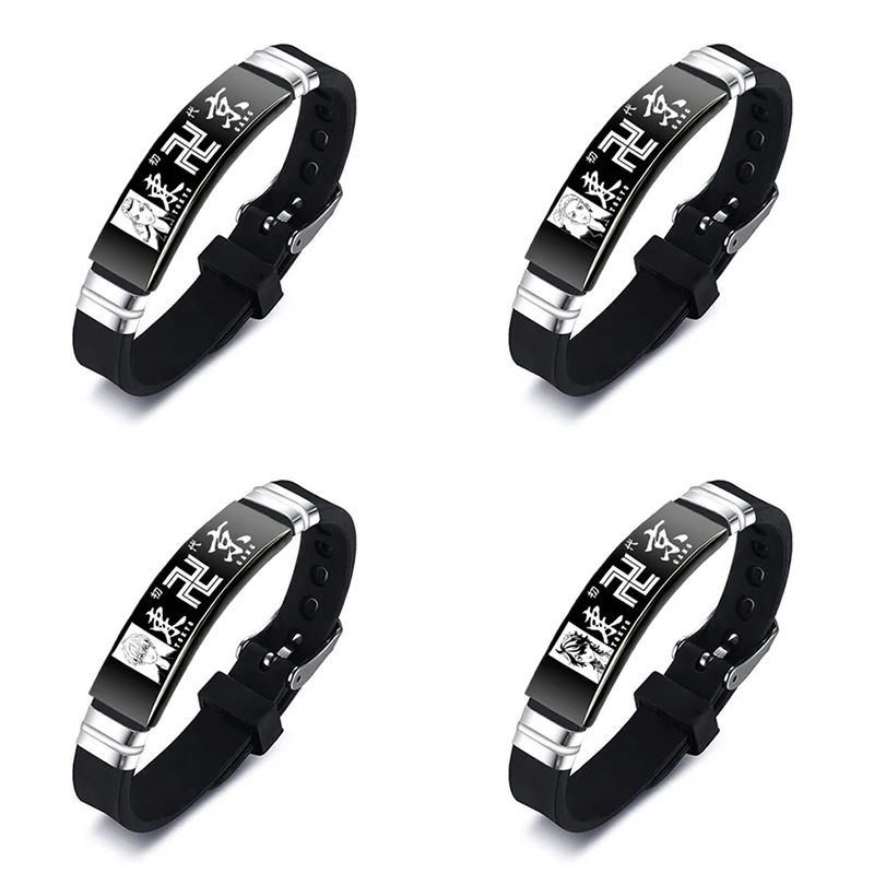 

Anime Tokyo Revengers Bracelet Engraved Black Silver Stainless Steel Sano Manjirou Hanemiya Kazutora Adjustable Cuff Bracelets