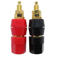 a pair banana connector gold plated banana plug sockets copper terminals binding post connector for speaker horn red black