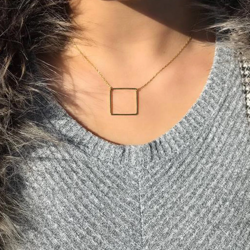 Геометрическая полая прямоугольная Подвеска Ожерелье сексуальное ожерелье
