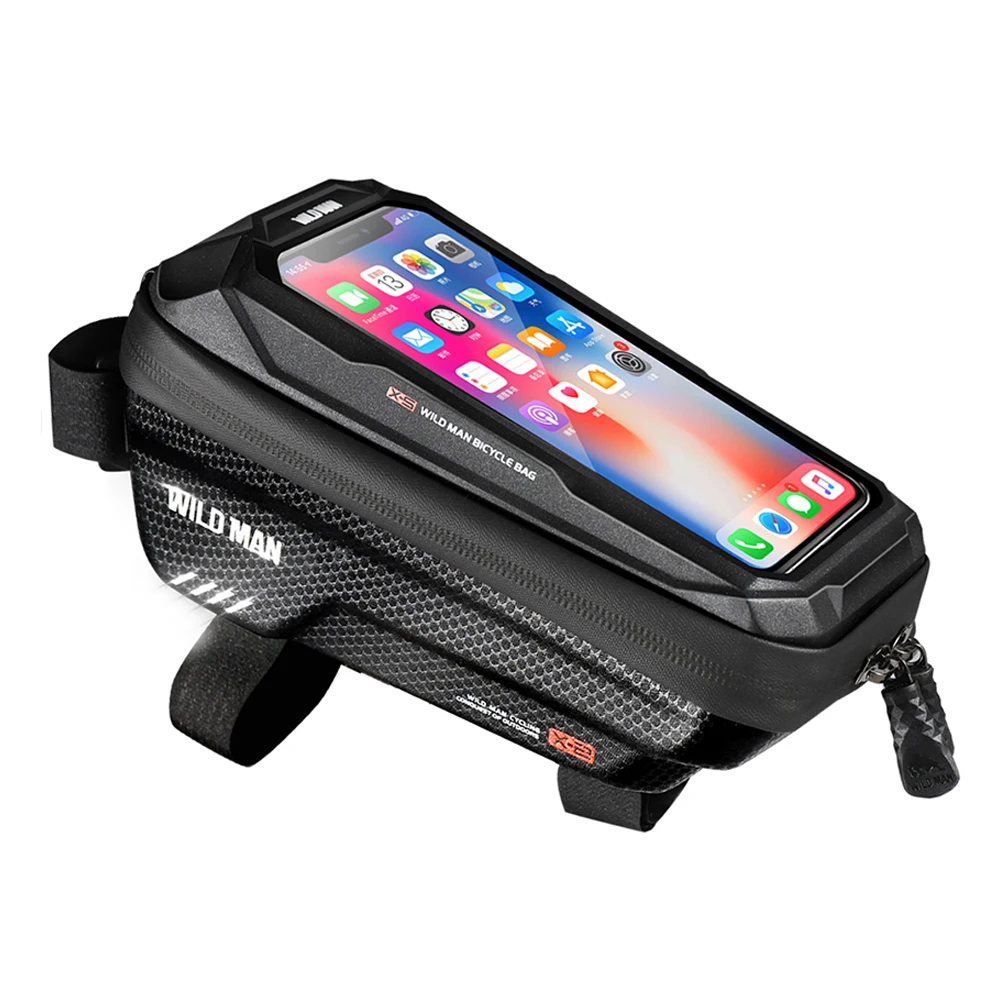 

WILD MAN Bicycle Touch Screen Bag Waterproof Tube Hard Shell Case (Red)