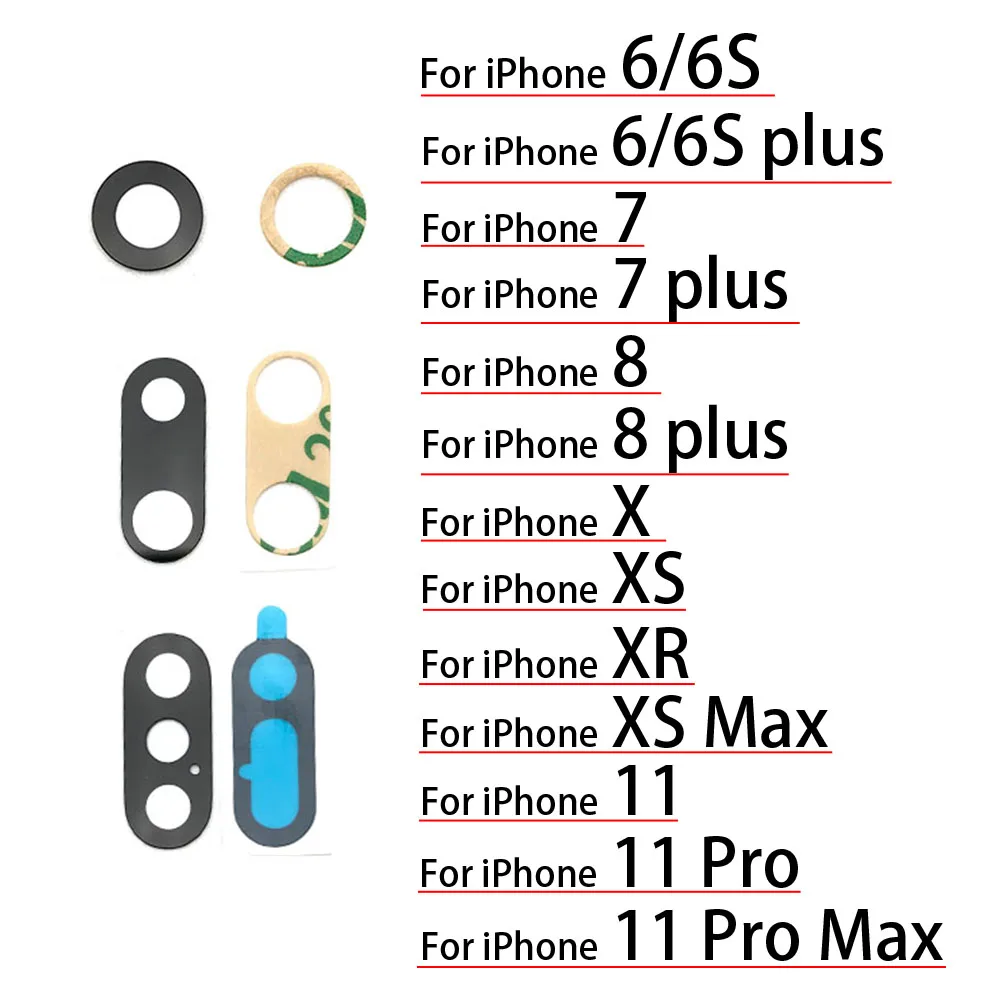 Для IPhone 7 8 11 12 Plus Pro Max объектив задней камеры стеклянная линза с клеем для Iphone X XR XS
