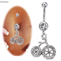 leosoxs 1 pcs new bicycle pendant belly button ring belly button nail umbilical button body piercing jewelry