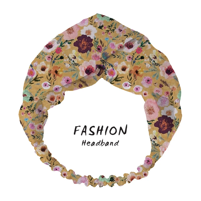 

2020 Women Hair Accessories Headwrap Summer Hair Band Burst into Bloom Print Headband Cross Turban Bandanas HairBands Scrunchies