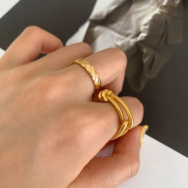 Silvology 925 Sterling Silver Double Layer Tie A Knot Rings for Women Creative Texture Vintage Korea Rings 925 Statement Jewelry