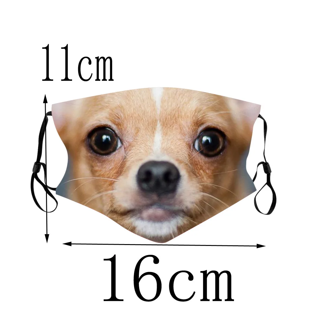 

2pc Unisex Kids Animal Printed Funny Face Mask 3d Dog Printed Adjustable Dustproof Washable Reusable Face Shield Mascarilla A50