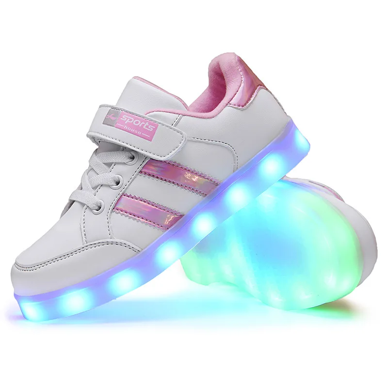Size 25-37 Glowing Luminous Sneakers LED Shoes for Boys Girls Light Up Children Casual USB Charge Krasovki with Backlight | Детская