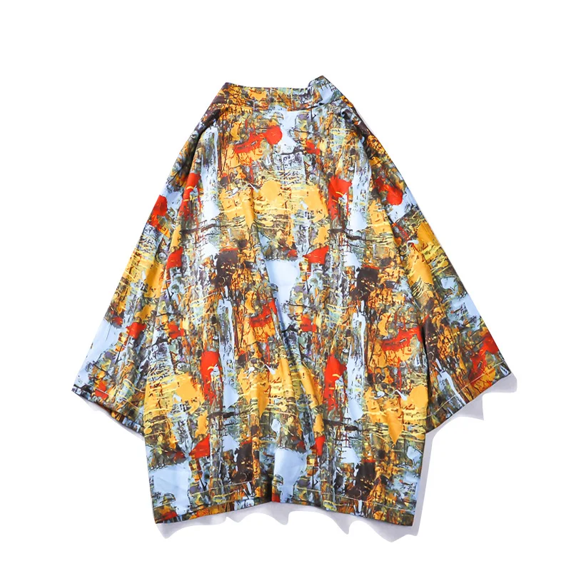 

2020 Fashion Trend Japanese Retro Robe Kimono Male Youth Summer Couple Seven-point Sleeve Trend All-match
