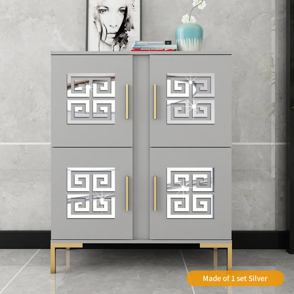 

Living room porch staircase Decor mirror sticker Furniture cabinet renovation mirror gold silver sticker acrylic 3D wall sticker