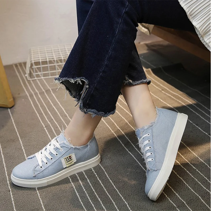 Прямая поставка женский холщовая обувь кеды суперзвезды На Шнуровке Для девочек