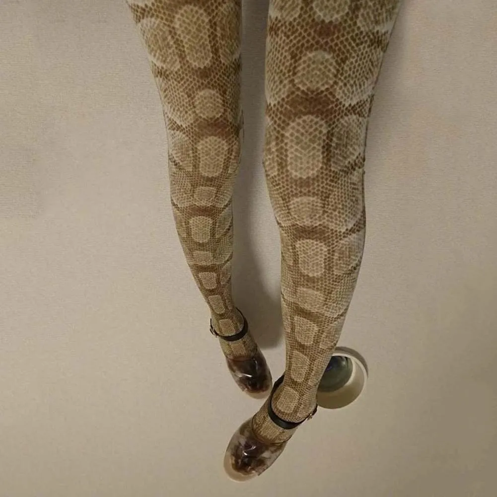 3D носки со змеиным рисунком чулки женские колготки эластичные длинные имитация