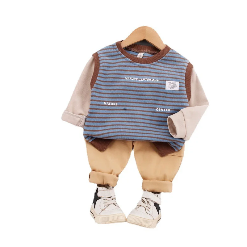 

Spring Kids Boys Fashion Clothes Children Striped T-Shirt Pants 2Pcs/Sets Autumn Toddler Casual Costume Baby Cotton Sportwear
